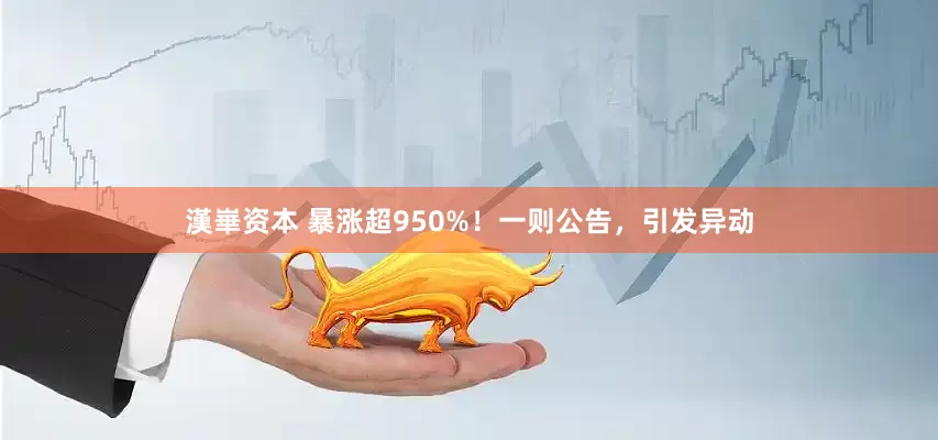 漢崋资本 暴涨超950%！一则公告，引发异动
